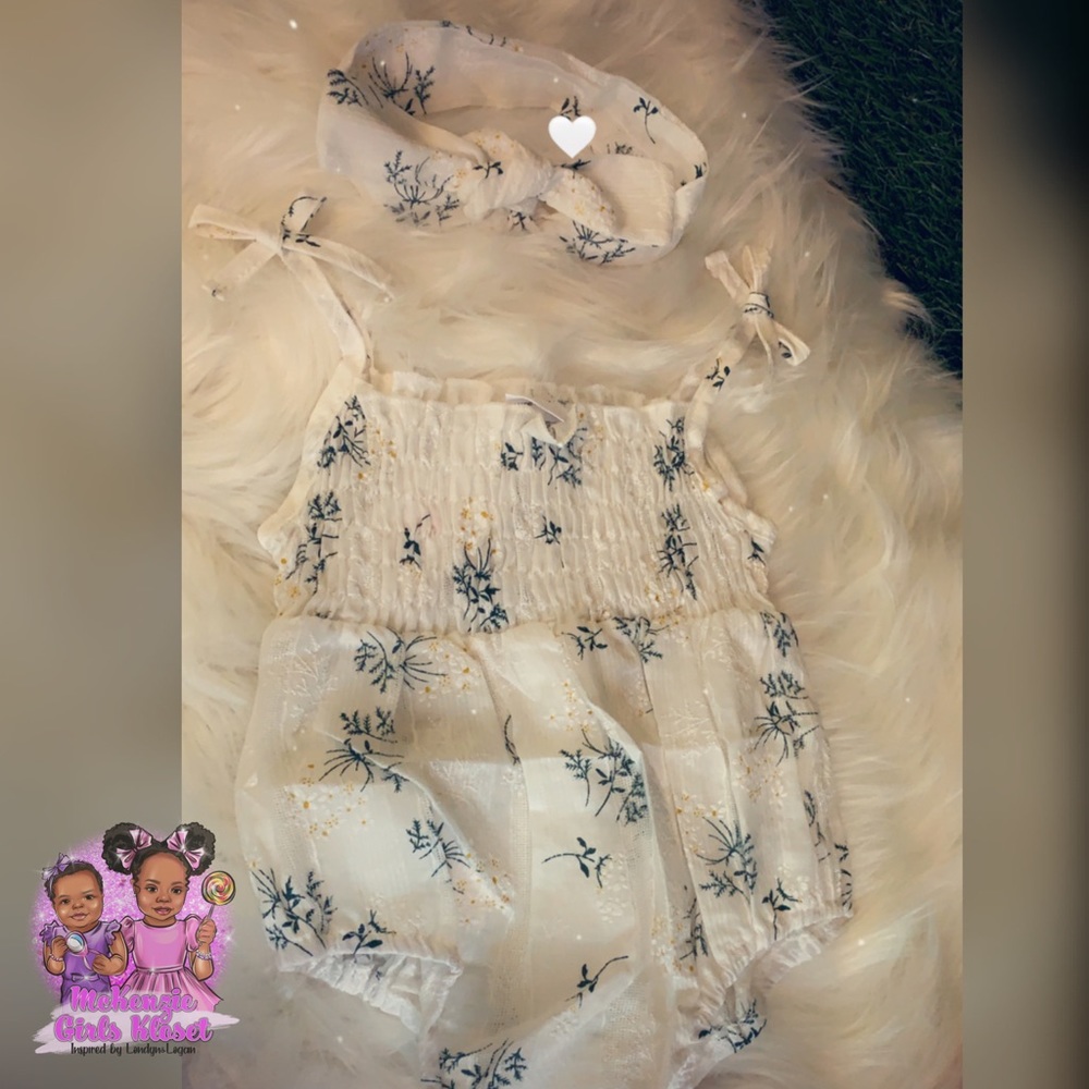 White Garden Romper w/Headband